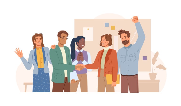 Vector man and woman shaking hands