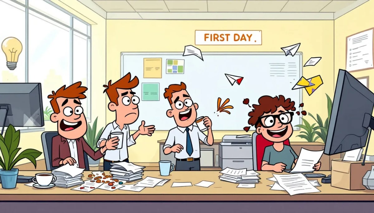 New employees enjoying their first day experience, showcasing the importance of making a great impression.