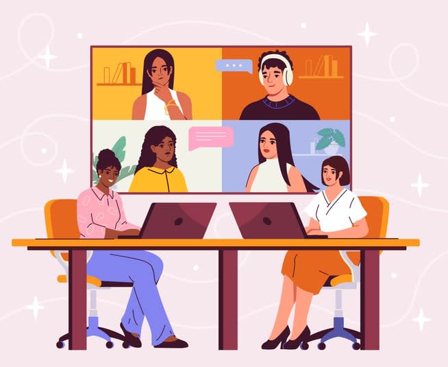 Woman with video call vector concept stock illustration